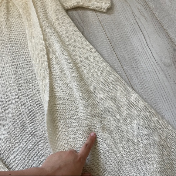 Enrica Japan Mohair Silk Long Line Open Front Cardigan Cream (Small) fuzzy soft - Picture 11 of 11